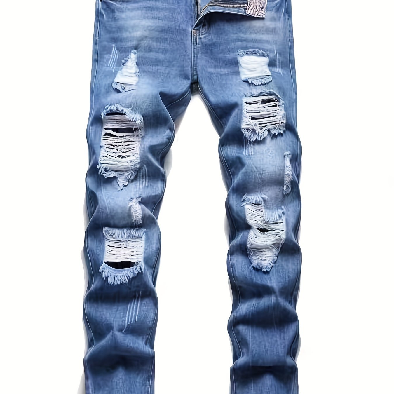 Men's Ripped Distressed Slim Fit Denim Jeans
