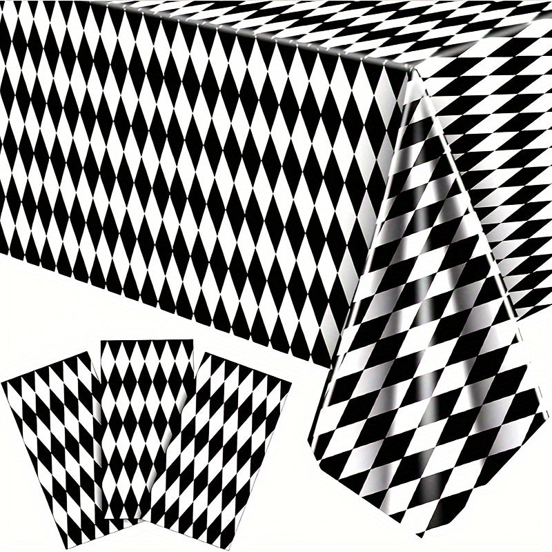 3pcs Checkered Tablecloths Plastic Checkered Tablecloths for Party Supplies