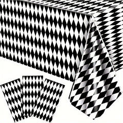 3pcs Checkered Tablecloths Plastic Checkered Tablecloths for Party Supplies