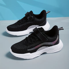 Girls Glitter Striped Lace-up Sneakers Breathable Lightweight Non-slip Shoes