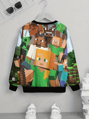 Teens Building Block 3D Print Sweatshirt Kids Casual Pullover
