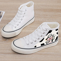 Cow Print Plush Lined Chunky Sneakers