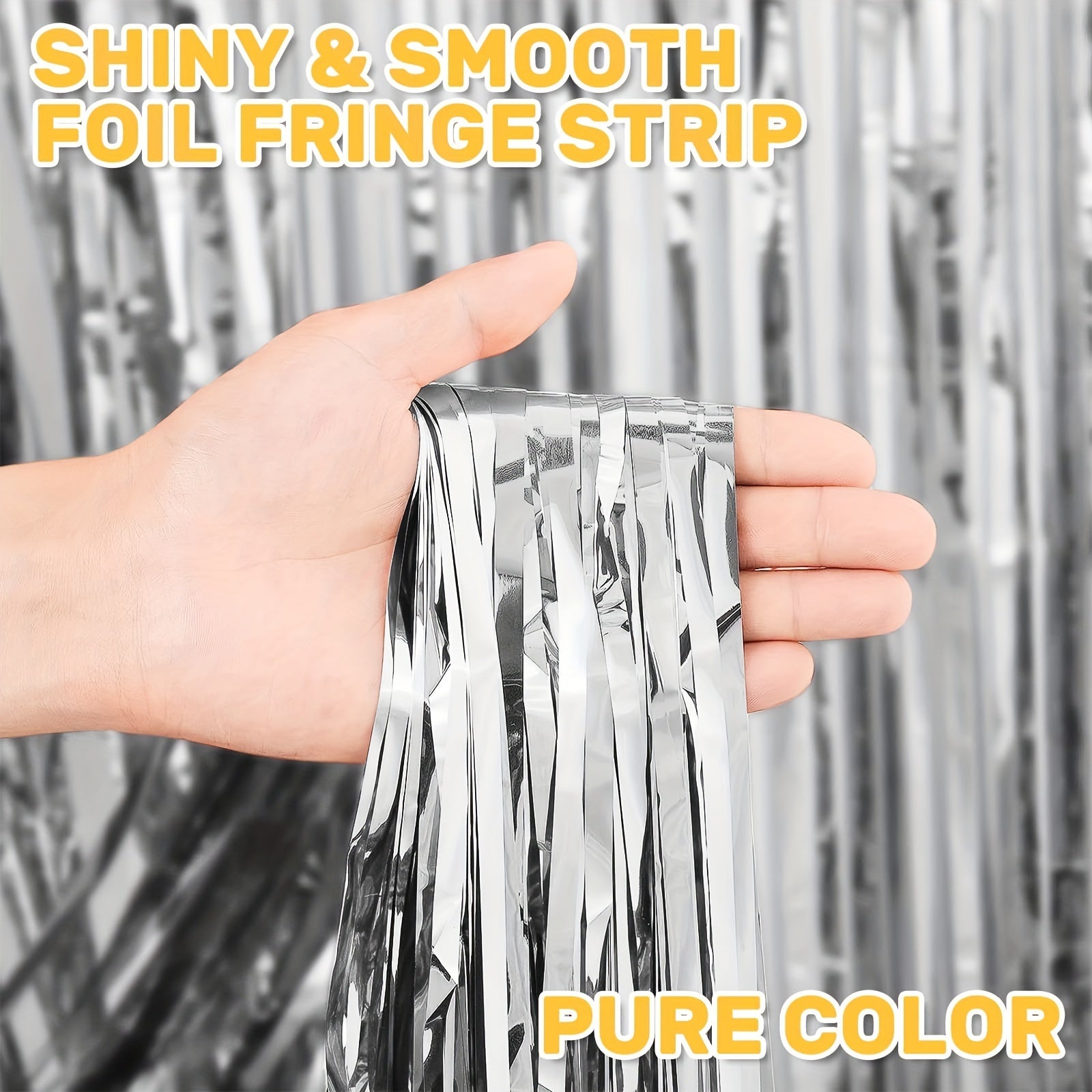 4pcs Silvery Foil Fringe Backdrop Curtains For Party Decorations