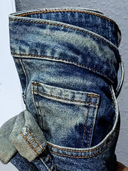 Retro Straight Leg Jeans Mens Casual Stretch Denim Pant