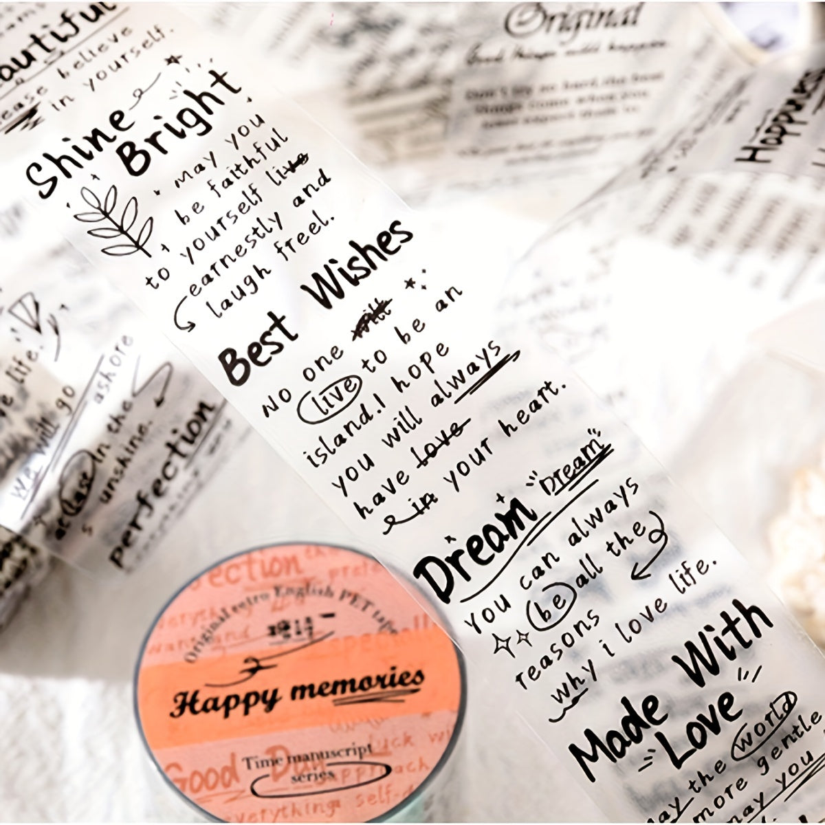 Retro English Word Plant Base Bag DIY Sticker PET Tape