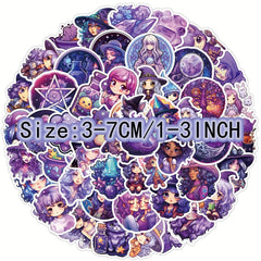 50pcs Purple Cartoon Graffiti Stickers Waterproof DIY Sticker Pack