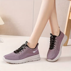 Women's Breathable Mesh Sneakers Lace Up Running Shoes Lightweight Tennis Shoes