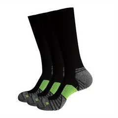 Men's Thick Padded Knee Socks 3 Pairs for Running Soccer Cycling