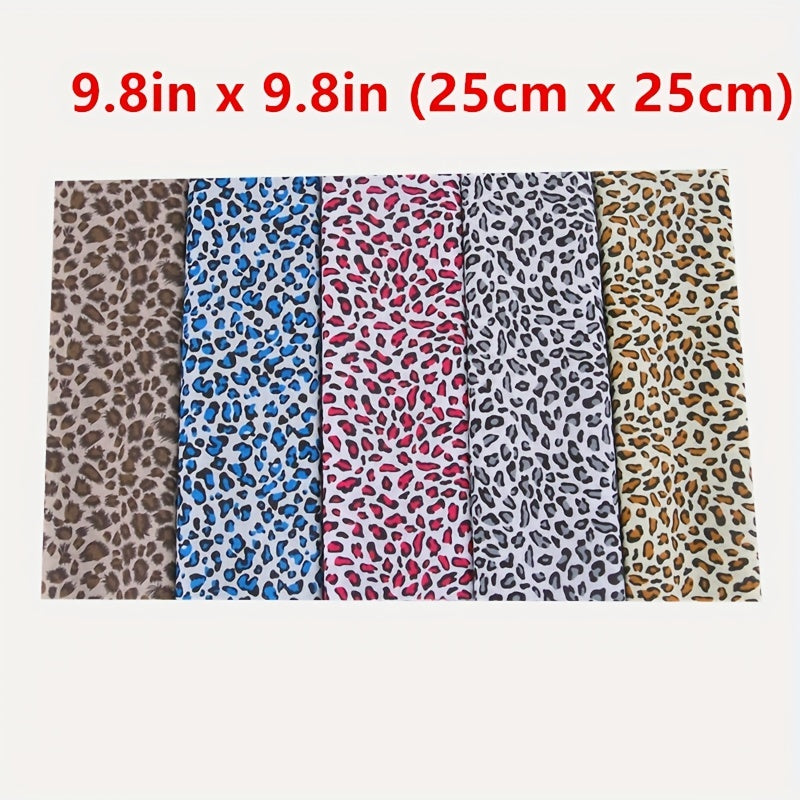 5 Pcs 9.8 X 9.8 Leopard Print Fabric Animal Quilting Cotton Patchwork