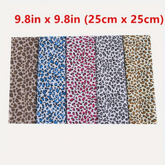 5 Pcs 9.8 X 9.8 Leopard Print Fabric Animal Quilting Cotton Patchwork