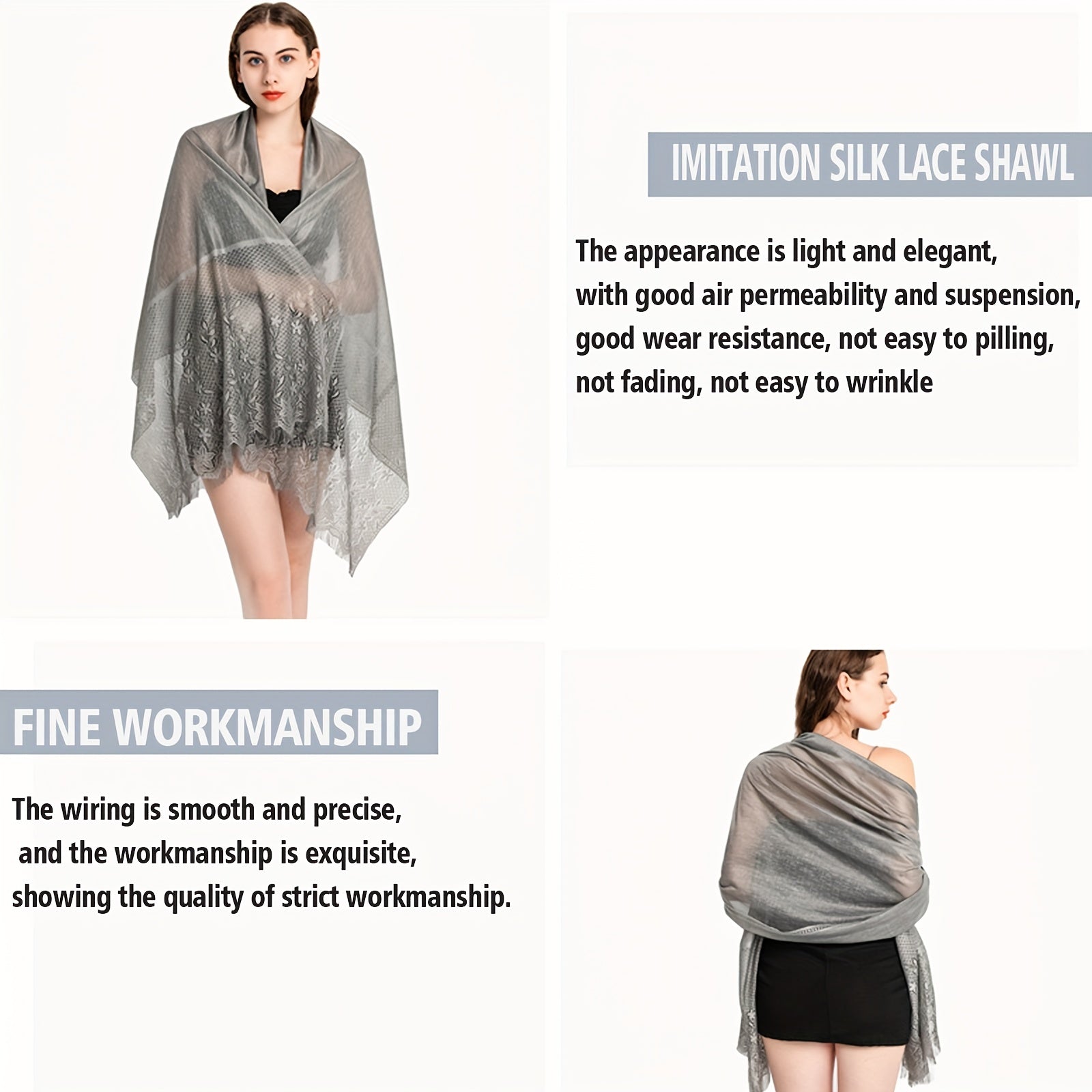 Flower Embroidery Tassel Shawl Wrap Long Cape Decorative Travel Beach Towel