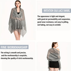 Flower Embroidery Tassel Shawl Wrap Long Cape Decorative Travel Beach Towel