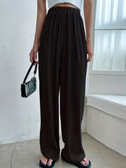 High Waist Wide Leg Pants Solid Casual Every Pants Women's Clothing
