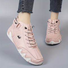 Solid Lace Up Casual Sneakers Thick Sole Shoes