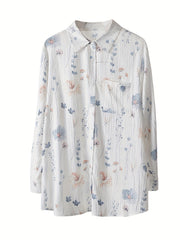 Floral Print Long Sleeve Button Up Blouse