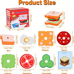 Wooden Sandwich Stacking Toy Set with Flash Cards