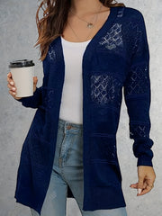 Hollow Out Knit Cardigan Long Sleeve Sweater