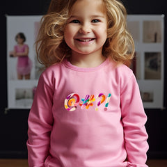 Colorful Candy Print Girls Casual Sweatshirt Long Sleeve Crew Neck Tops