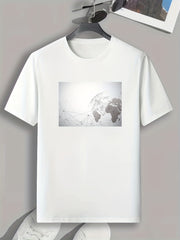 Geometric Print Men's Stretch Tee for Summer