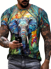 Men's Elephant Graphic T shirt Active Stretch Breathable 3D Print Tee