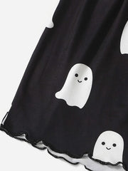 Ghost Print Pajama Set Crew Neck Cami Top & Shorts