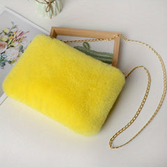 Plush Chain Shoulder Bag Faux Fur Crossbody Bag