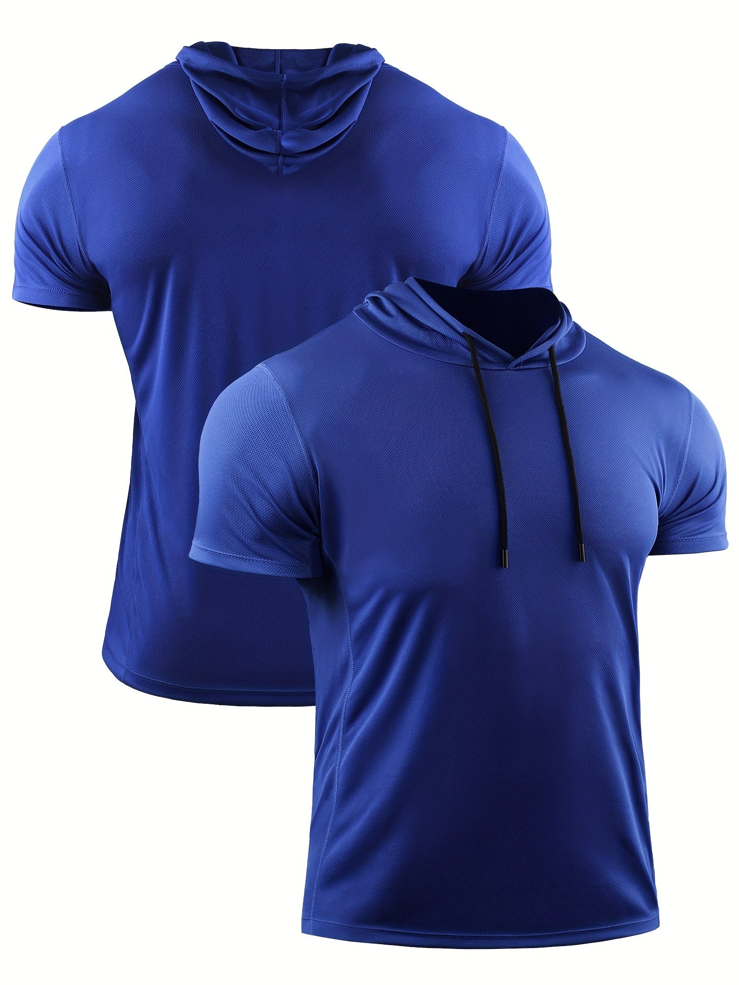 Men's Casual Sports Shirt Quick Dry Hooded Short Sleeve Top