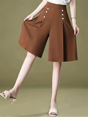 Elastic Waist Bermuda Shorts Casual Wide Leg Shorts