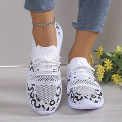 Women's Breathable Knit Sports Shoes Lace Up Running Tennis Lightweight Sock