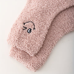 6 Pairs Embroidery Socks Warm Fuzzy Stockings Women's Hosiery
