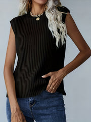 Summer Knitted Crew Neck Tank Top for Women