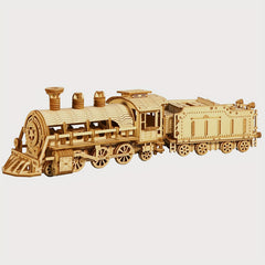 3D Wooden Puzzle Mechanical Train Model Kits Brain Teaser Puzzles