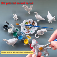 Kids' Painting Set - 9pcs/6 Animals/6 Colors/1 Brush/1 Palette