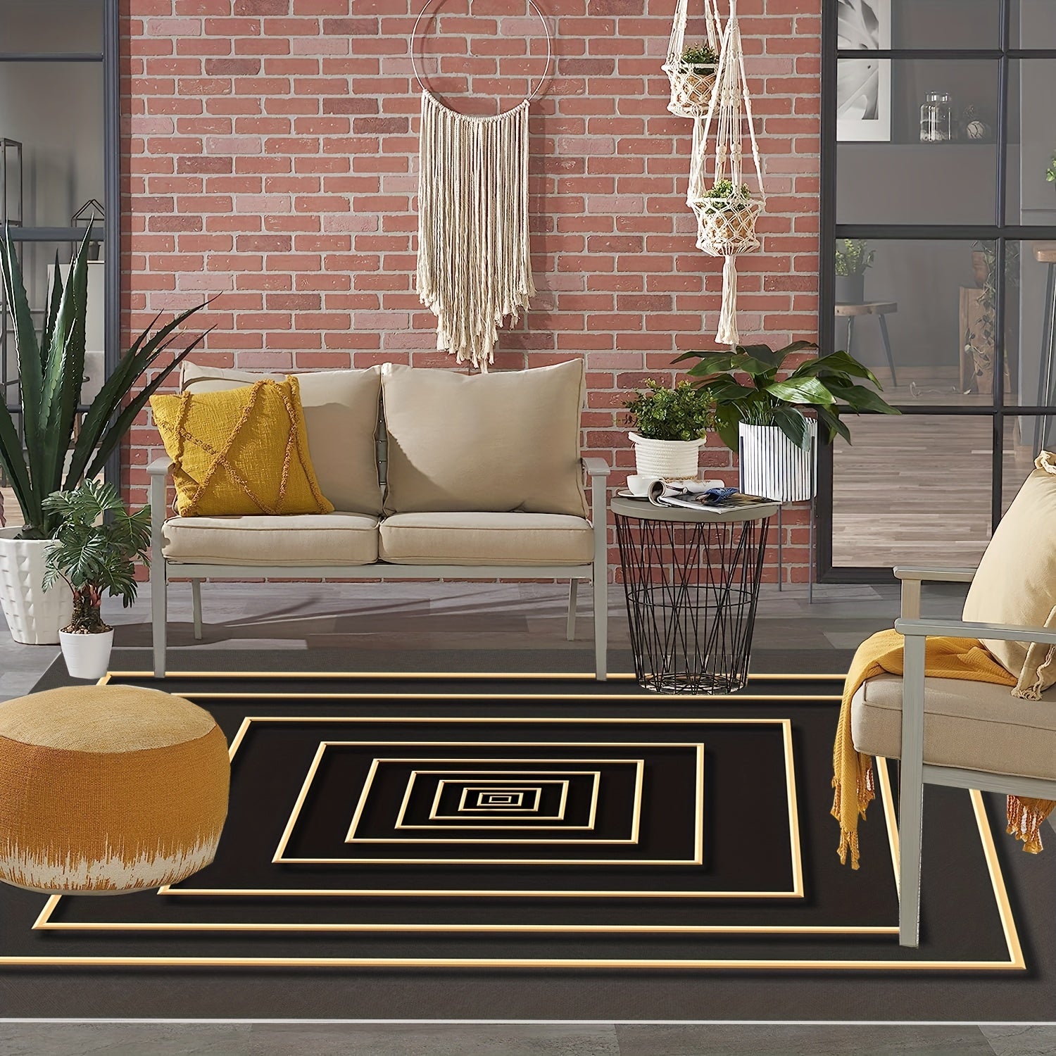 3D Geometric Area Rug Soft Large Washable Rug Non Slip Backing Low Pile