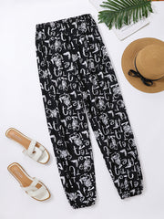 Loose Letter Graffiti High Waist Bloomers Pants