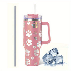 40oz Stainless Steel Cat Claw Tumbler w/Lid & Straw