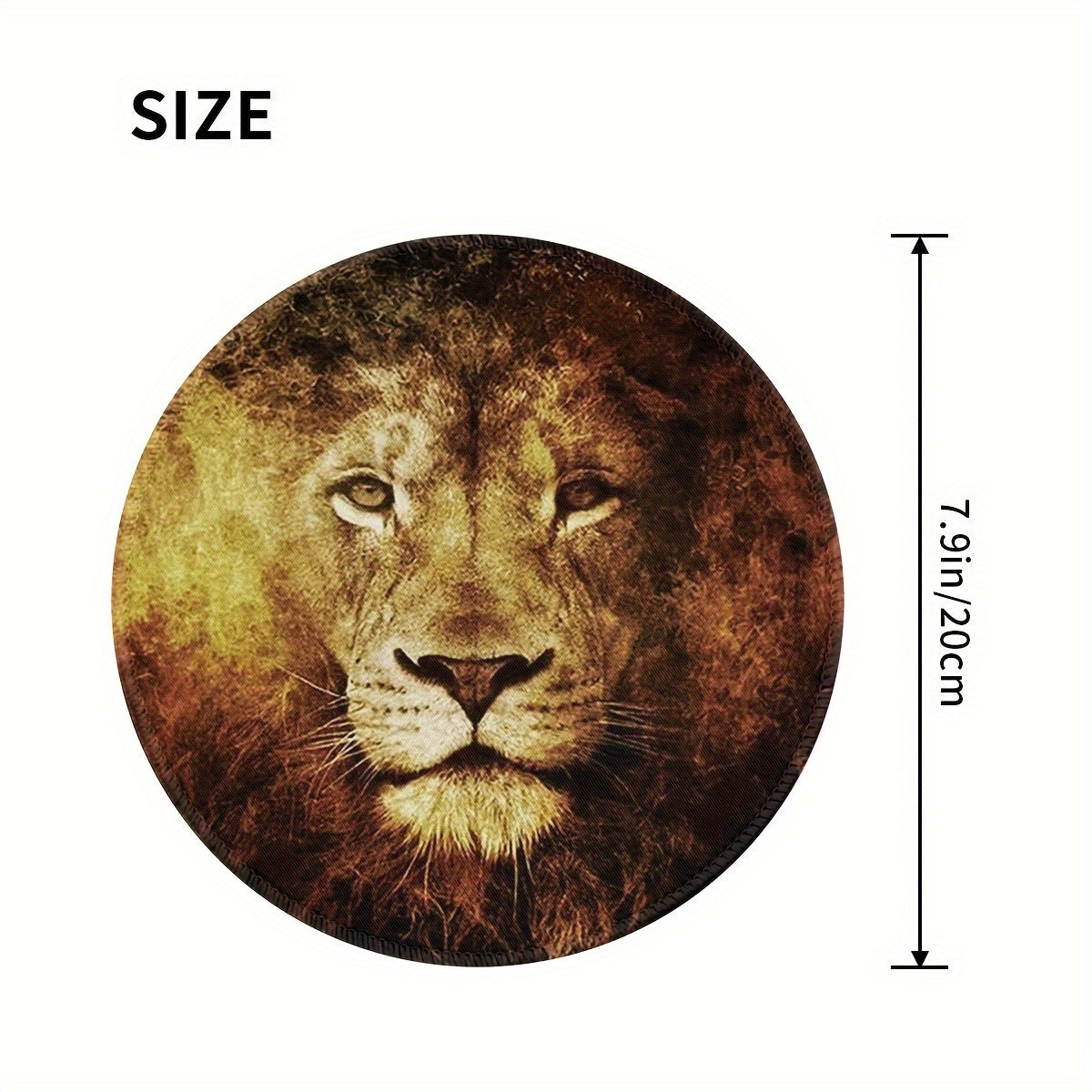 Flame Lion Pattern Mouse Pad Round Mouse Mat Non Slip Rubber Base Mousepad