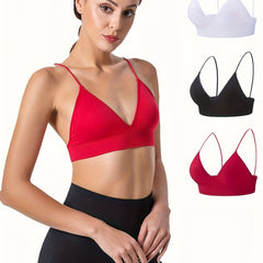 3pcs Wireless Bras Comfy & Breathable Stretch Intimates Bra