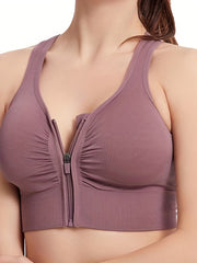 Zip Front Cut Out Back Sports Bra