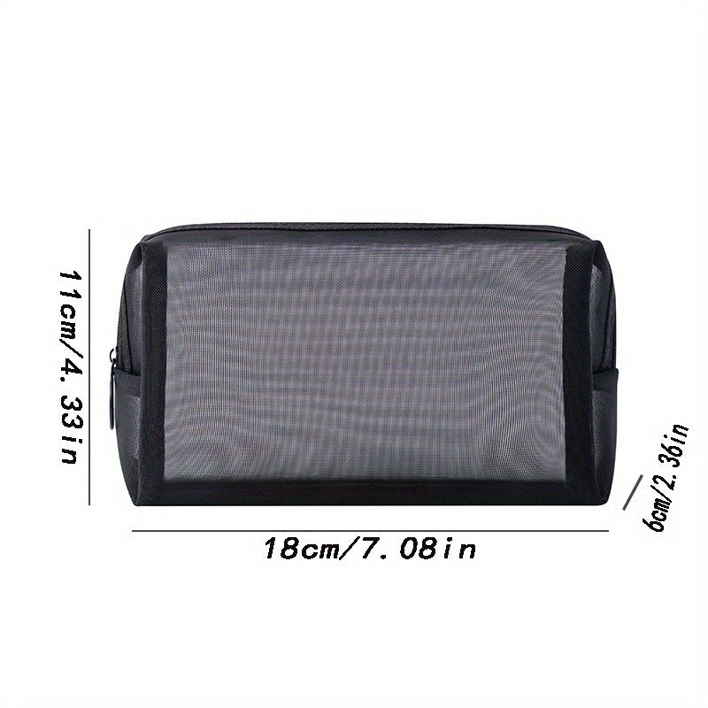 Portable Mesh Makeup Bag with Zipper Pouch for Daily Use and Travel
