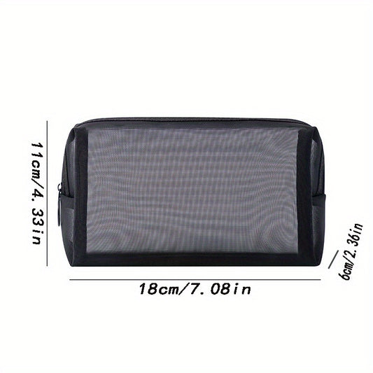 Portable Mesh Makeup Bag with Zipper Pouch for Daily Use and Travel