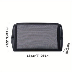 Portable Mesh Makeup Bag with Zipper Pouch for Daily Use and Travel