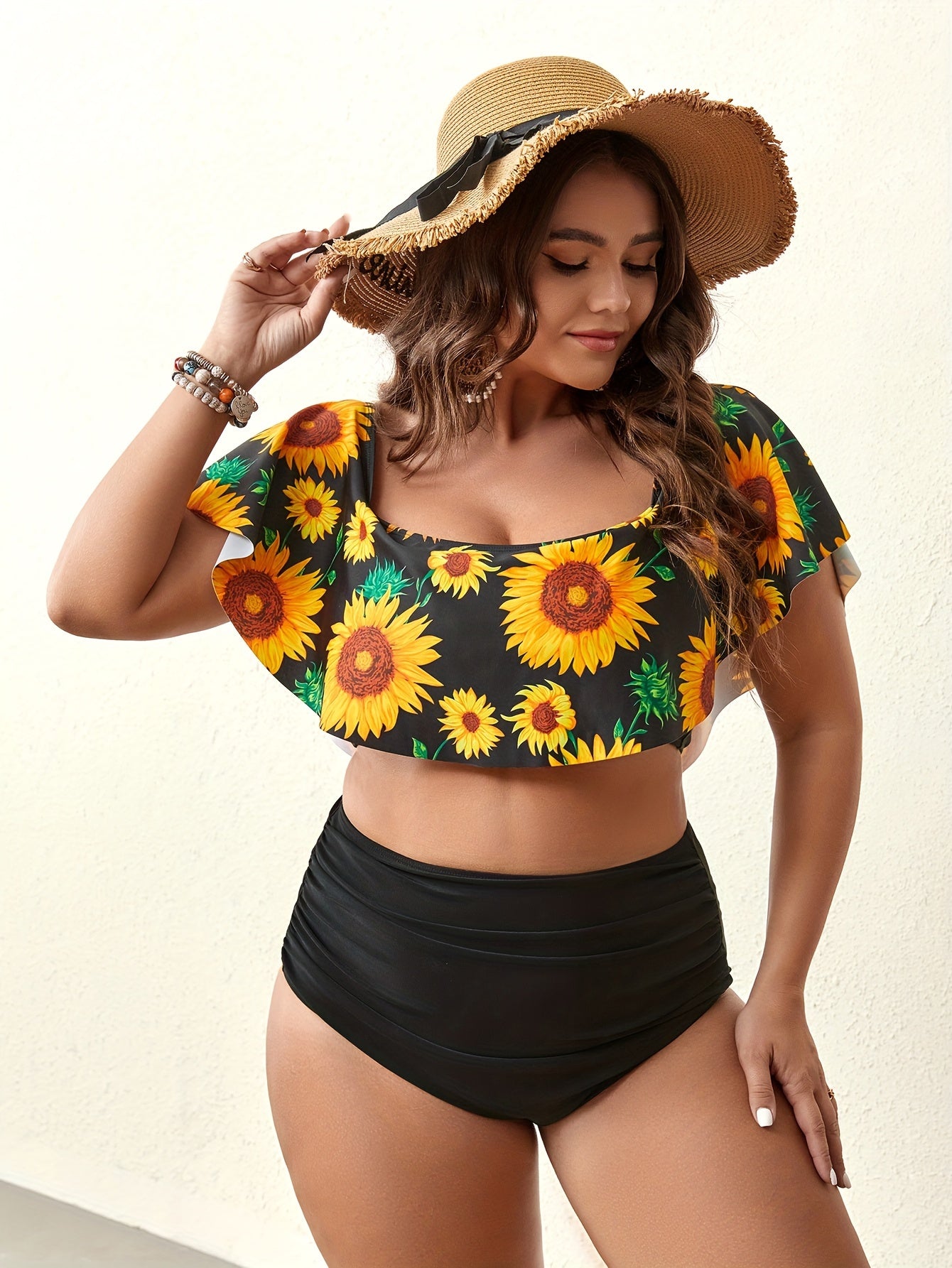 Sunflower Off Shoulder Ruffle Bikini Set