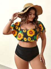 Sunflower Off Shoulder Ruffle Bikini Set