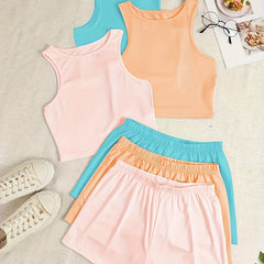 3-Piece Pajama Set Tank Top & Shorts