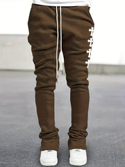 Cross Pattern Flared Trousers Men s Casual Stretch Street Style Joggers