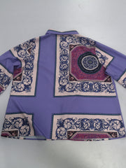 Colorblock Baroque Print Long Sleeve Blouse