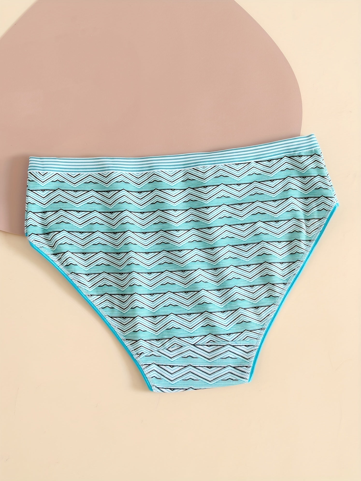 6 Pack Plus Size High Cut Striped Print Lace Briefs Set