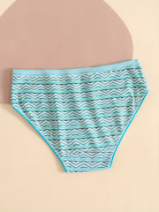6 Pack Plus Size High Cut Striped Print Lace Briefs Set