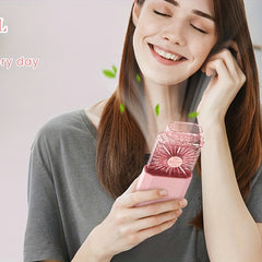 Portable Handheld Fan w/Fragrance 3 Gears Rechargeable Small Desk Fan